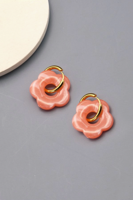 Coral Huggie Hoop