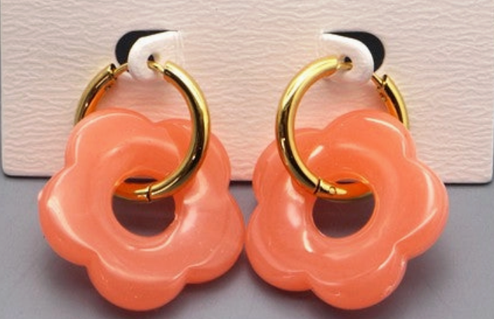 Coral Huggie Hoop